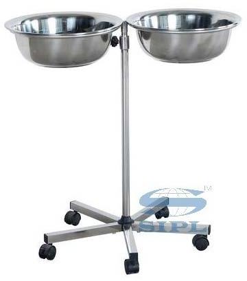 Polished Metal Hospital Double Bowl Stand, Style : Antique