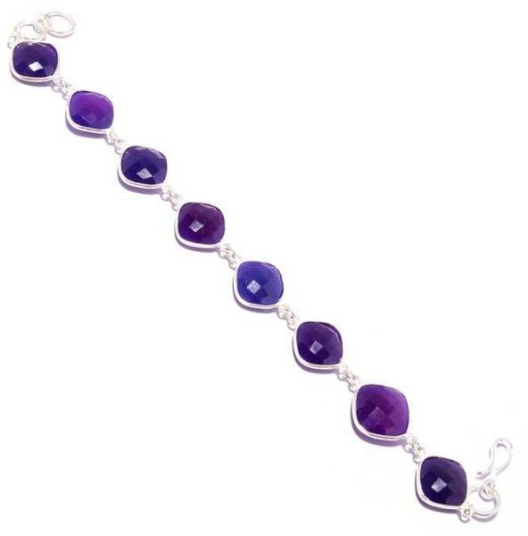 Purple Chalcedony Cushion Shape Bracelet