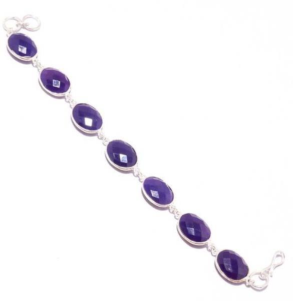 Purple Chalcedony Oval Shape Bracelet