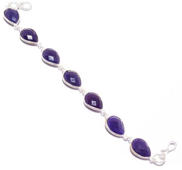 Purple Chalcedony Pear Shape  Bracelet