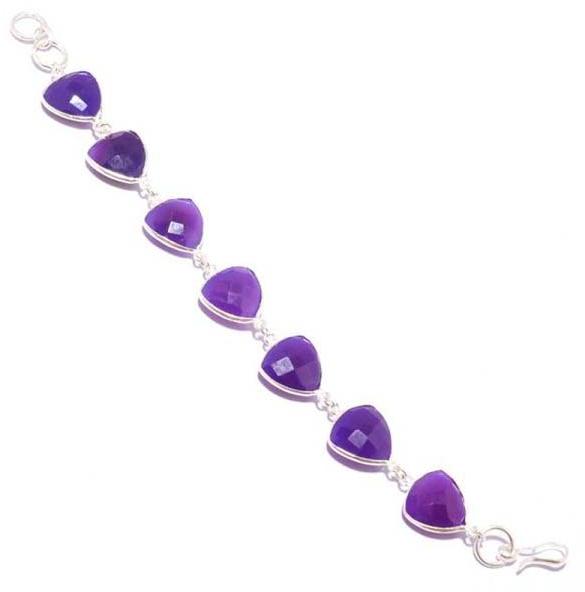 Purple Chalcedony Triangle Bracelet