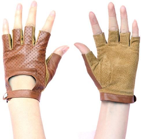 Driving Half Finger Leather Gloves