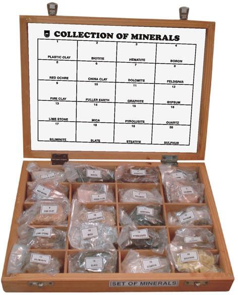 Minerals Wooden Box, Set of 20 Minerals, Minerals Collections