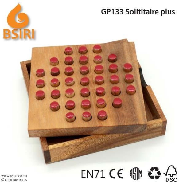 Wooden Solititaire plus Strategy Board Game Brain Teaser Puzzle Buy