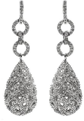 Art Deco Style Lattice Work Faux Diamond Drop Earrings