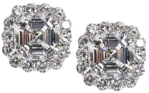 Glamorous Pair Faux Asscher Cut Diamond Earrings