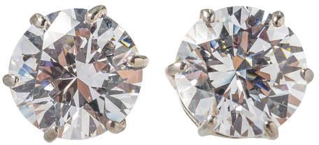 Pair of Faux Old Mine Cut 7 Carat Diamond Chic Earrings
