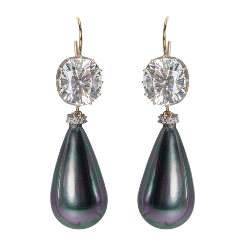 The Faux Magnificent Empress Eugenie Grey Pearl Earrings