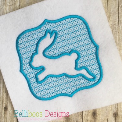 Embossed Jumping Bunny Embroidery Design