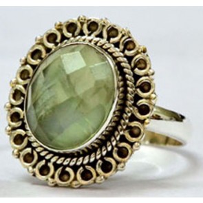 Green Amethyst Silver Ring