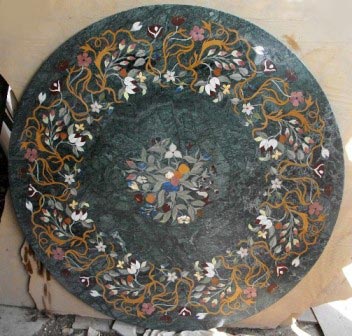 Green Marble Top Round Table Top
