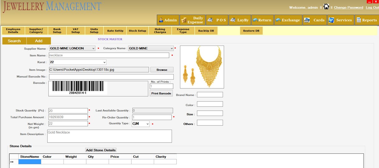 Buy Jewellery Management with source code from 