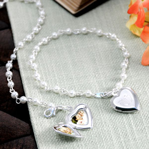 Pearl Locket Charm Bracelet