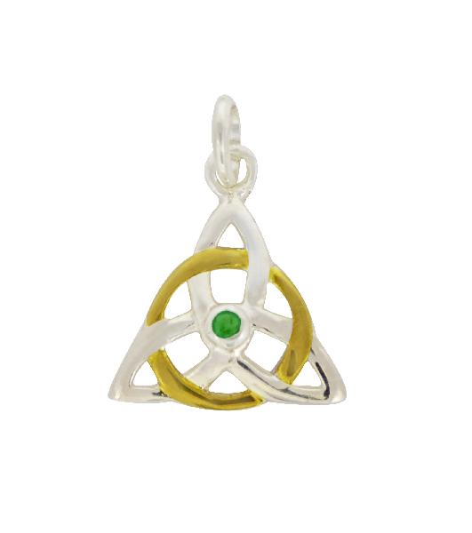 Emerald Triquetra 925 Sterling Silver Pendant