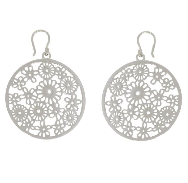 925 Sterling Silver Flower Looking Filigree Earrings