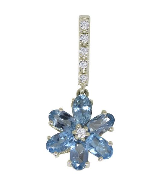 Flower Looking Blue and White Topaz 925 Sterling Silver Pendant