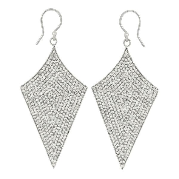 925 Silver  White Topaz Gemstone Cluster Arrow Earrings