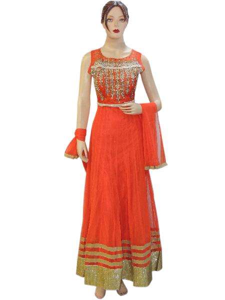Designer Fancy Orange Long Anarkali Suit