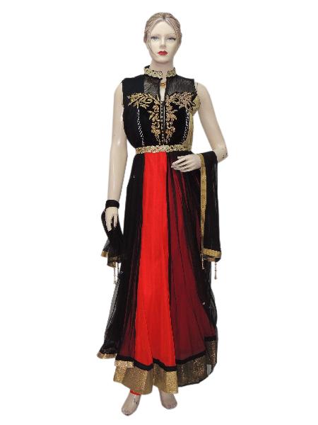 Designer Net Black Combination Long Anarkali Suit