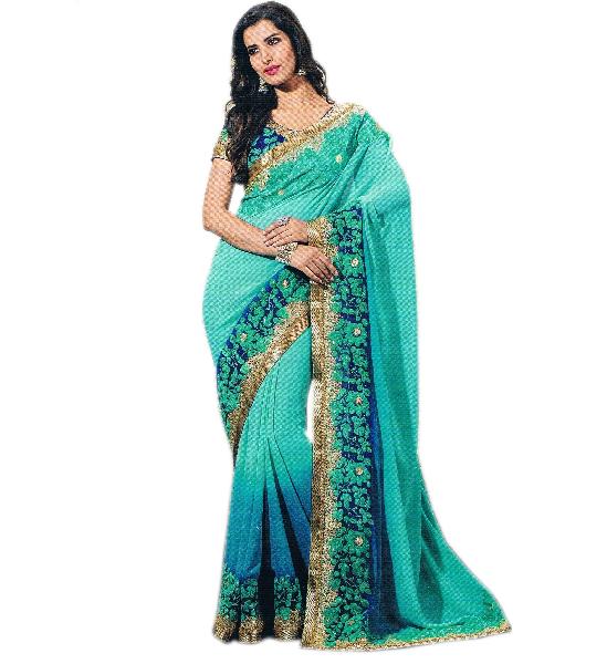 Ethnic Indian Georgette Shaded Saree