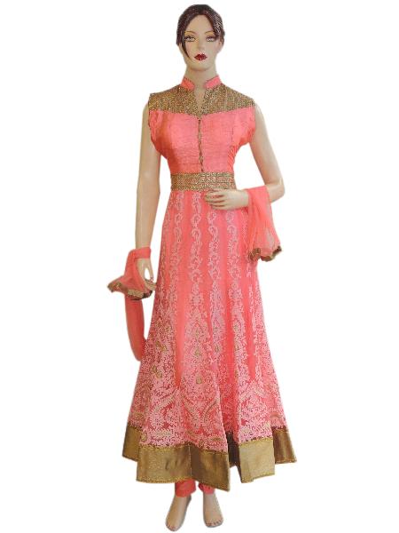 Ethnic Silk Pink Long Floor Anarkali Suit