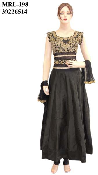 Exclusive Designer Bollywood Silk Black Long Anarkali Suit