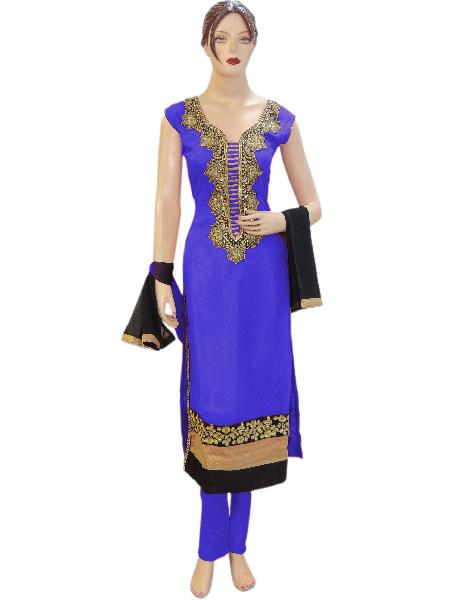 Exclusive Designer Georgette Blue Long Straight Suit