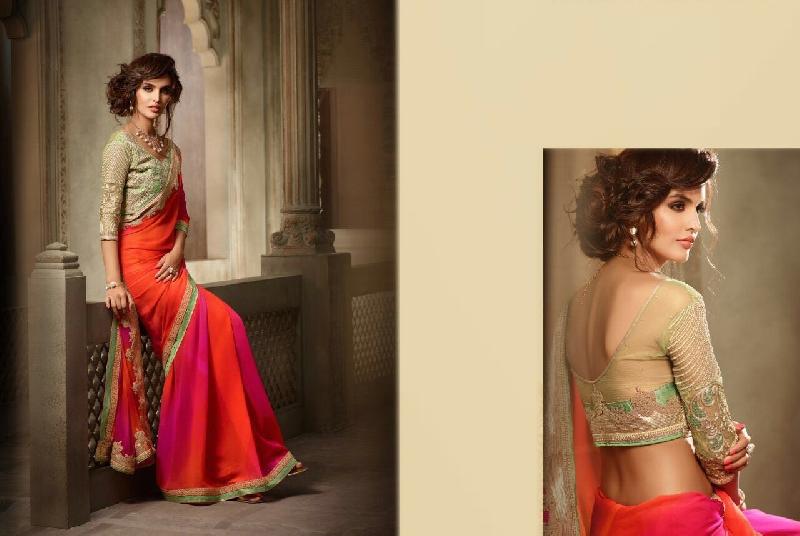 Exclusive Georgette Shaded Multicolored Saree