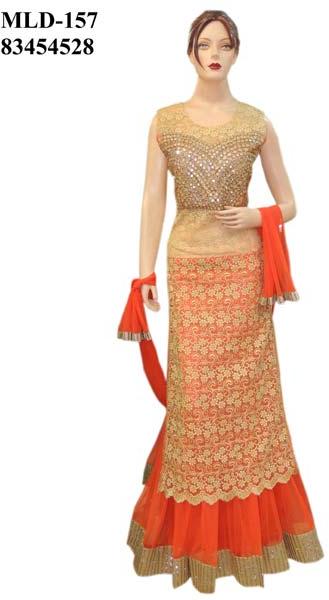 Fancy Exclusive Designer Long Choli With Lehnga Indowestern