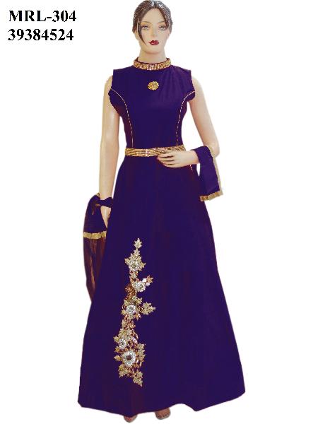 Fancy Heavy Designer Silk Blue Long Anarkali Suit