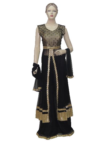 Indian Bollywood Designer Black Long Choli With Palazzo