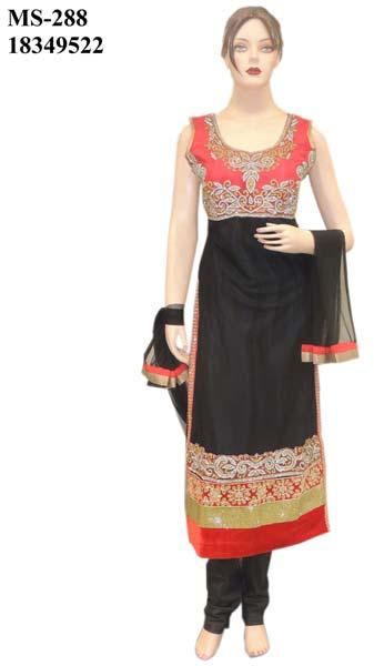 Indian Bollywood Fancy Black Netted Long Straight Suit