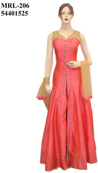 New Latest Exclusive Designer Long Length Silk Pink Choli With Pant