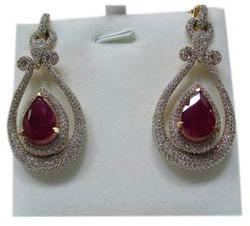 Ruby Emerald Stud Earrings