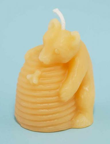 Beeswax Beehive with Bear Candle