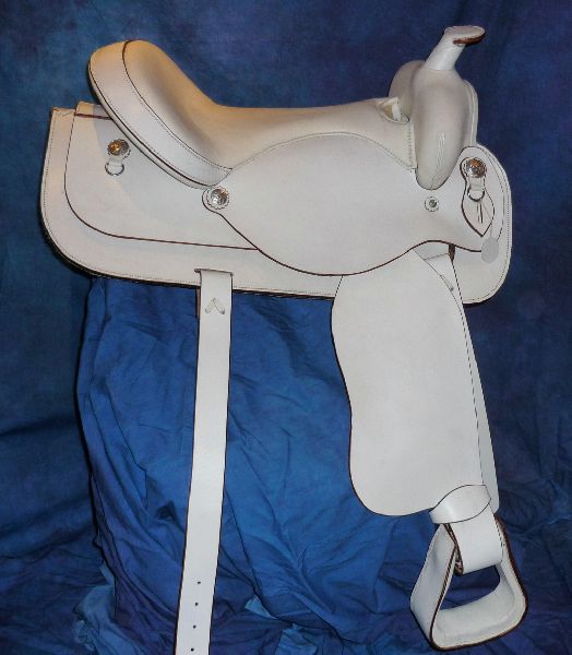 Western Saddle White Plain Leather By, White Leather Saddle