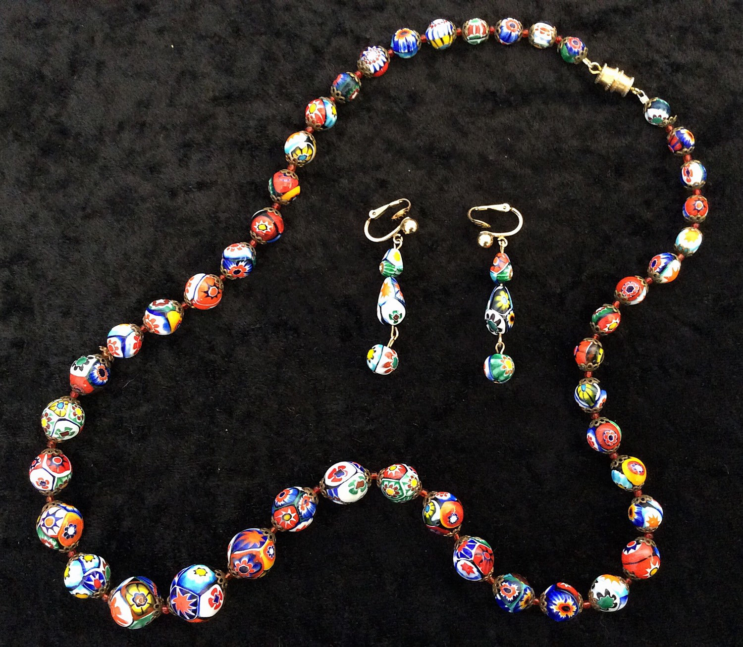 Millefiori Colorful Glass Bead Necklace