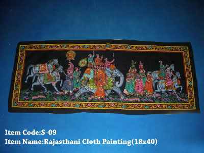 Rajasthani Cloth Silk Paintings 18x48