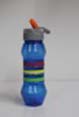 Blue striped flip top water bottle sipper