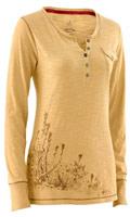 Ladies Long Sleeve Waffle T-shirt with Chest Pocket and Print