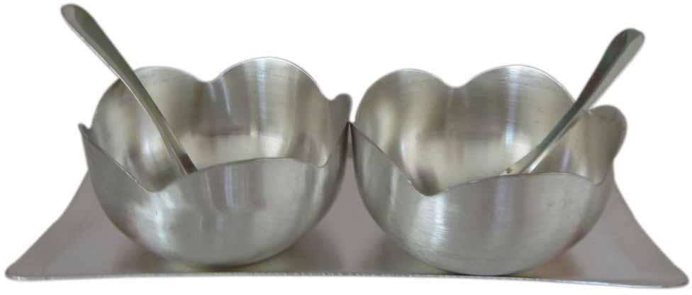 Silver Finish Plated 2 Bowl Tray Set