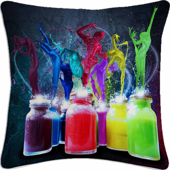 Color Paint Box Polyester Cushion