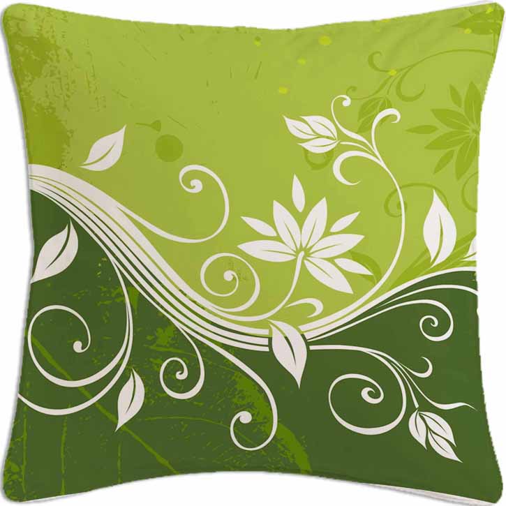 Green Abstrac Flower Polyester Cushion