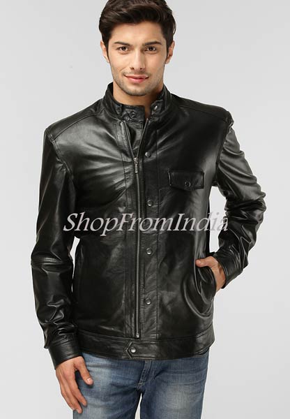 Solid Black Leather Jacket