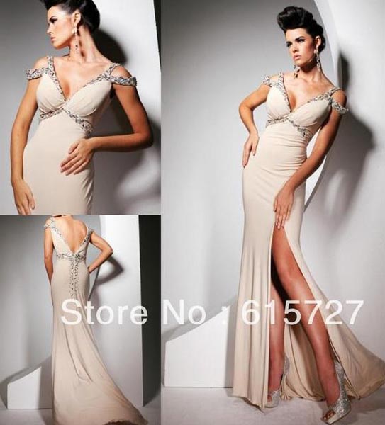 Champagne Color Evening Prom Dress