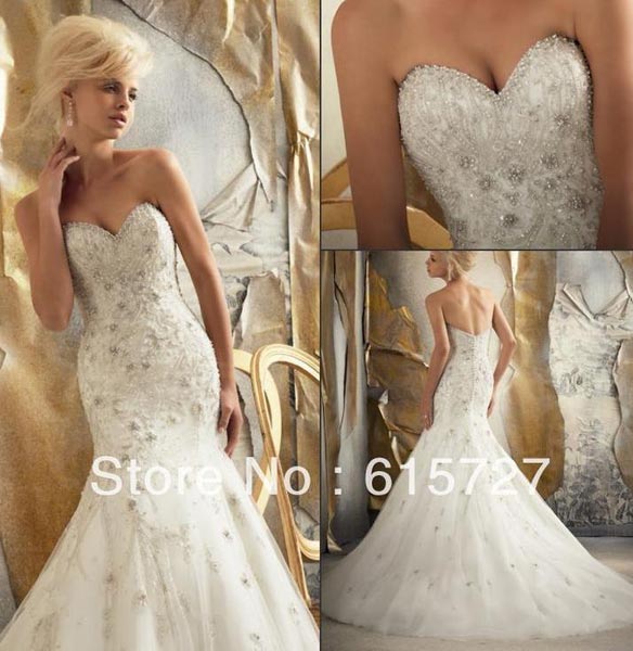 Buy Cream Color Train Rhinestone Beaded Wedding Dress From Custom Formal Dresses Id 927268