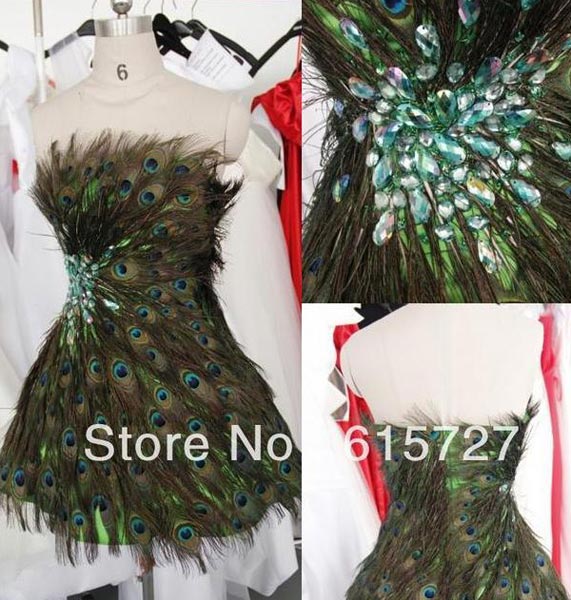 Peacock Feather Beaded Cocktail Dress by Custom Formal Dresses, Peacock ...