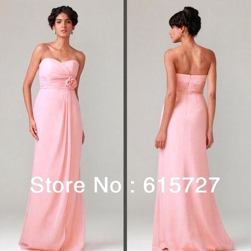 Pink Color Floor Length Bridesmaid Dress