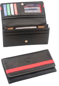 Red Striped Leather Wallet