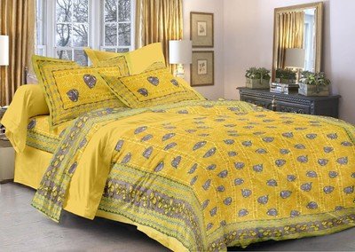Luxury Flat Yellow Printed Bedsheets